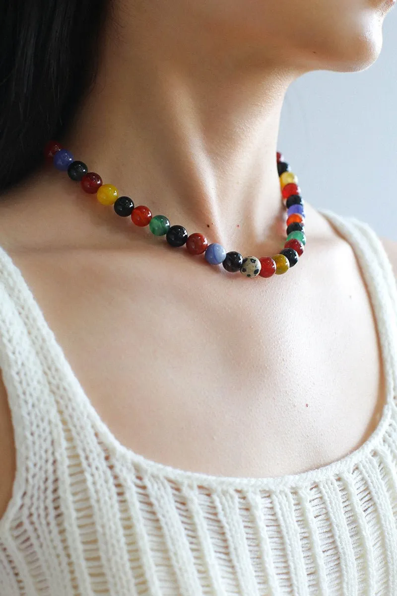 Romantic Universe Dopamine Color Beaded Necklace