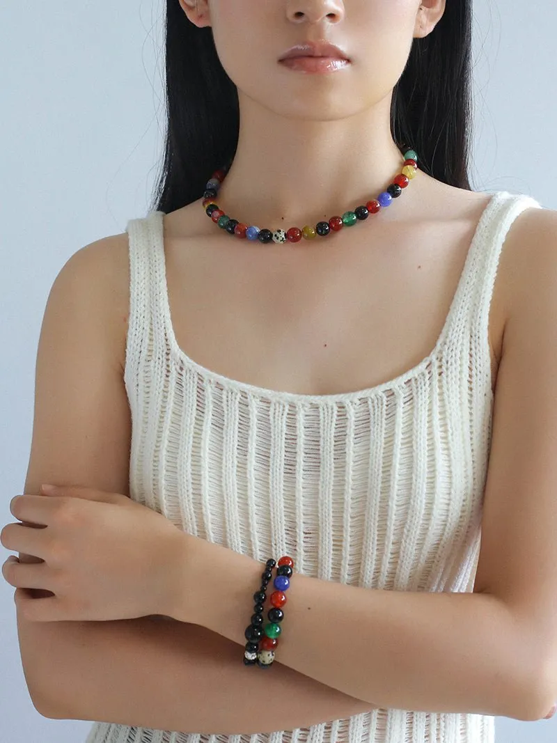 Romantic Universe Dopamine Color Beaded Necklace