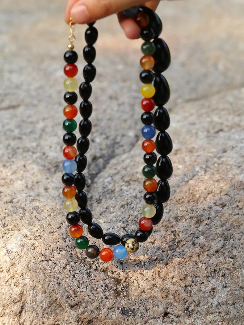 Romantic Universe Dopamine Color Beaded Necklace