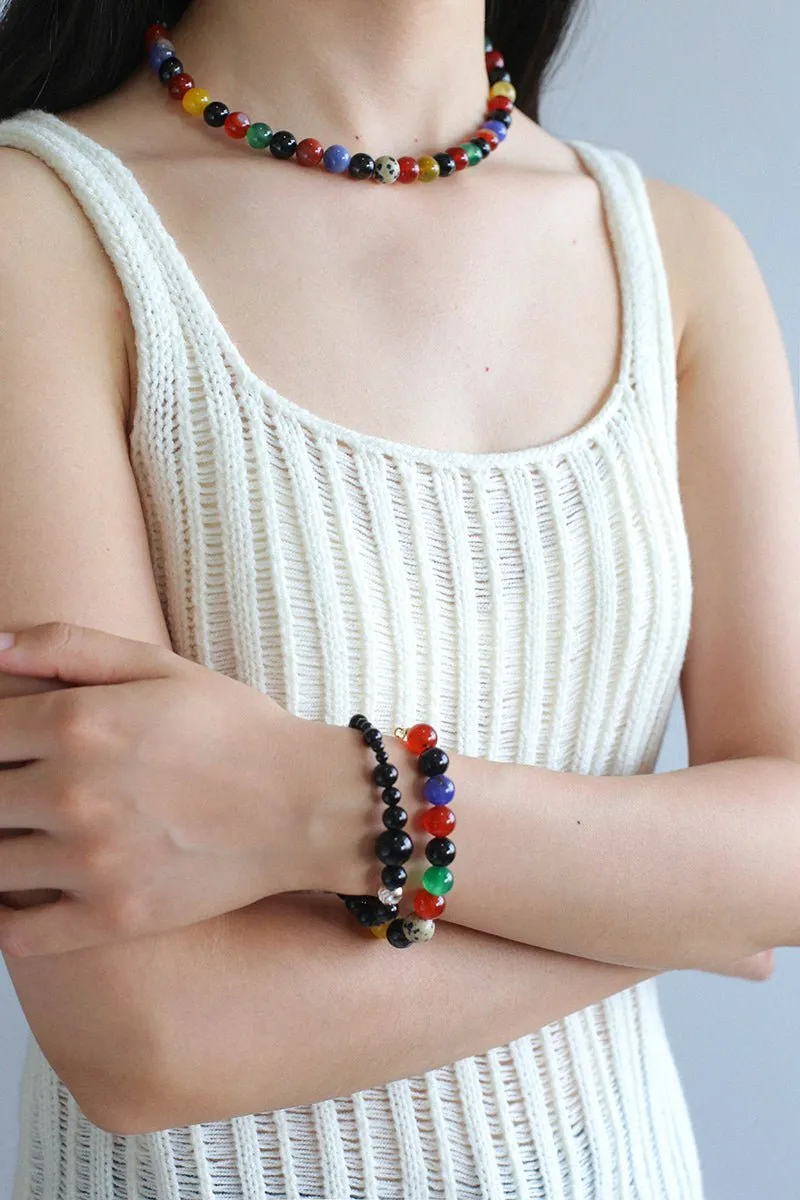 Romantic Universe Dopamine Color Beaded Necklace