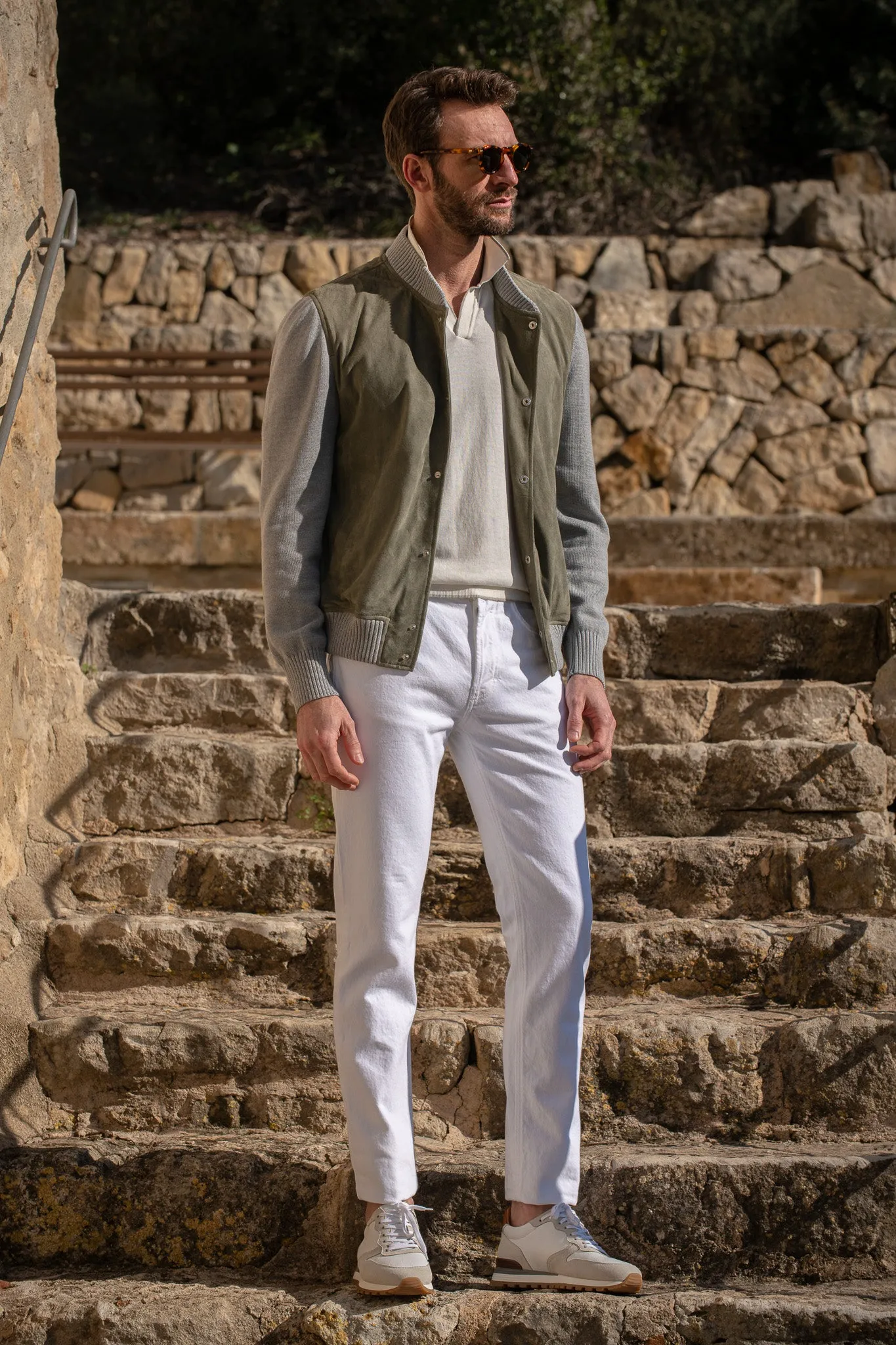 Sage suede knit bomber – Made in Italy