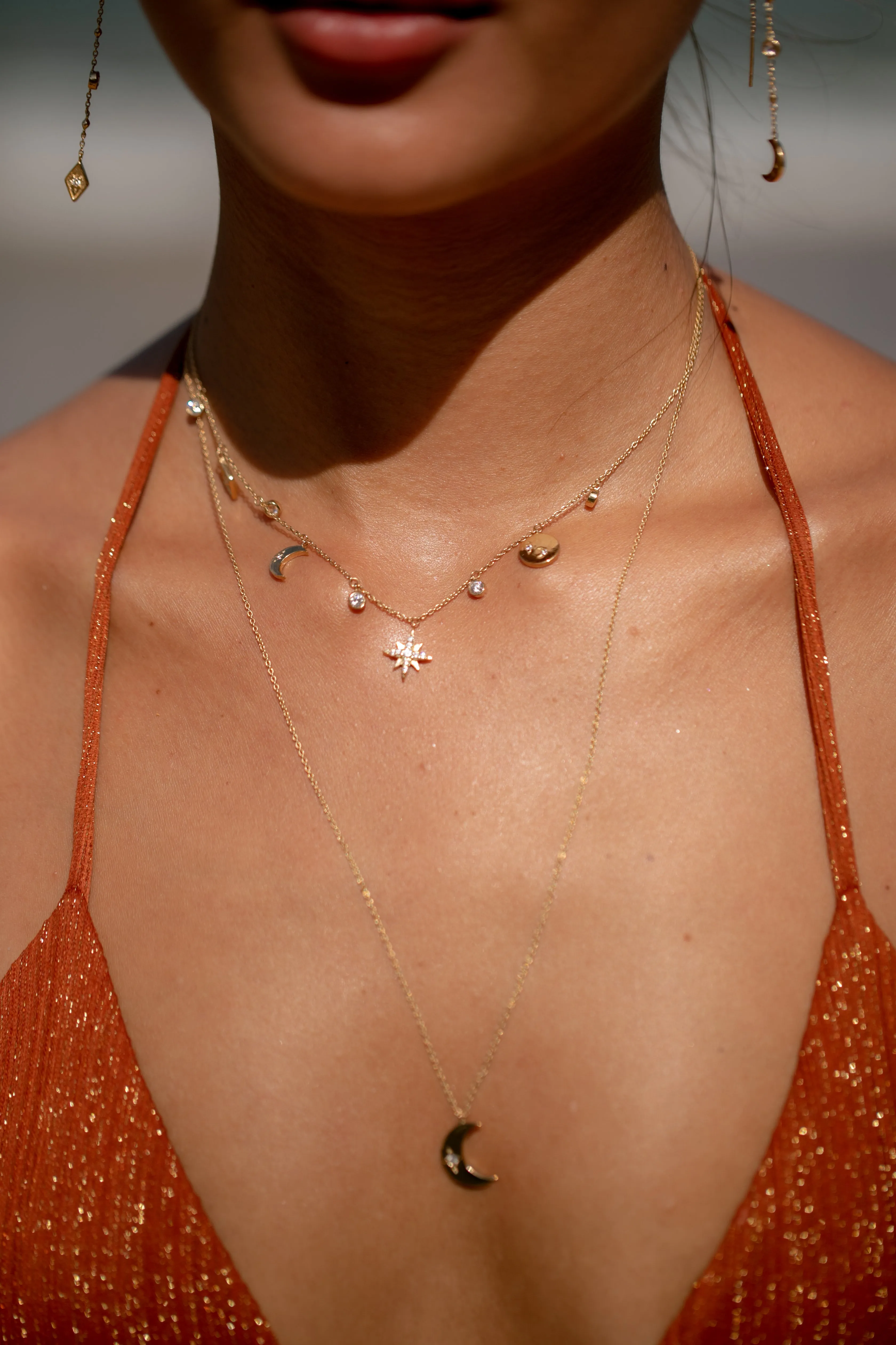 Selene Dangle Necklace - Gold