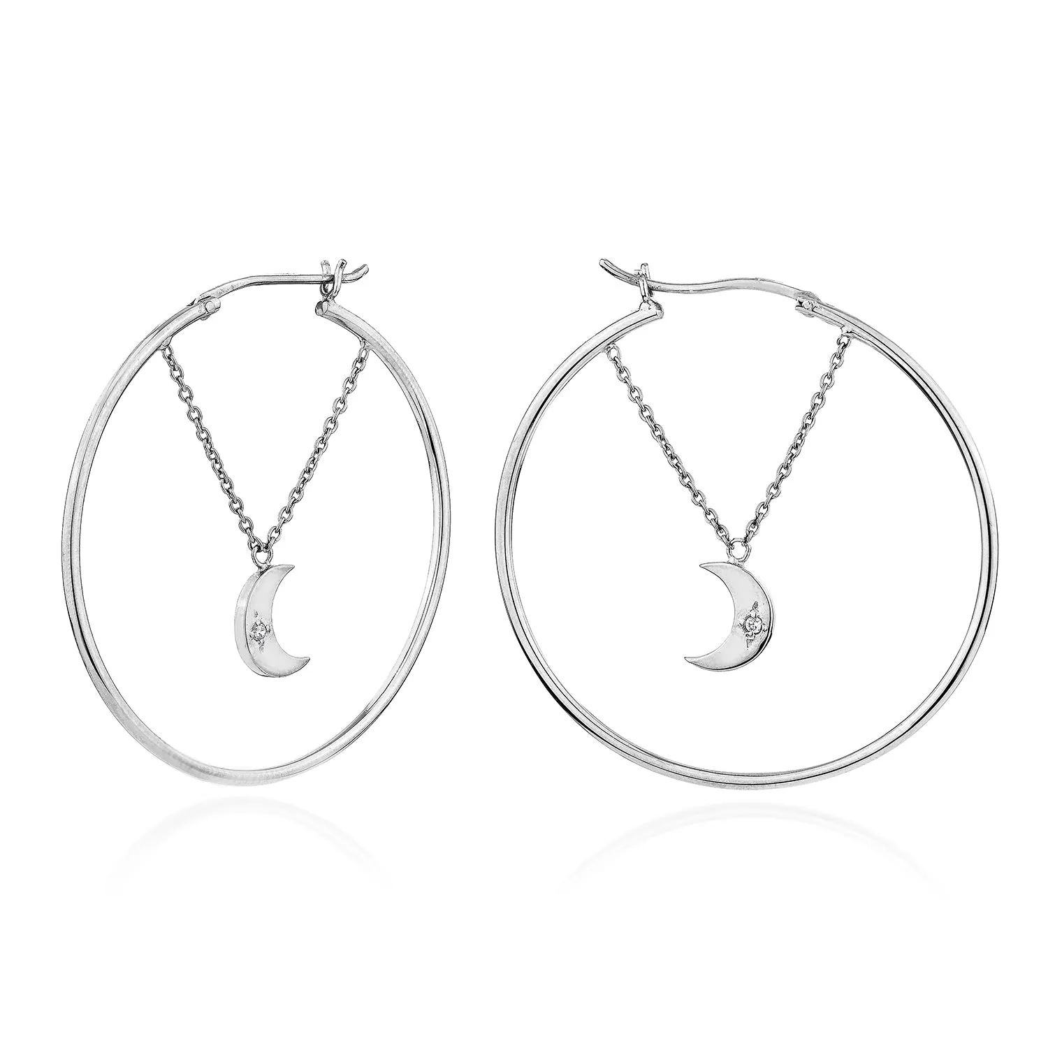 Selene Moonlight Hoops - Whitegold
