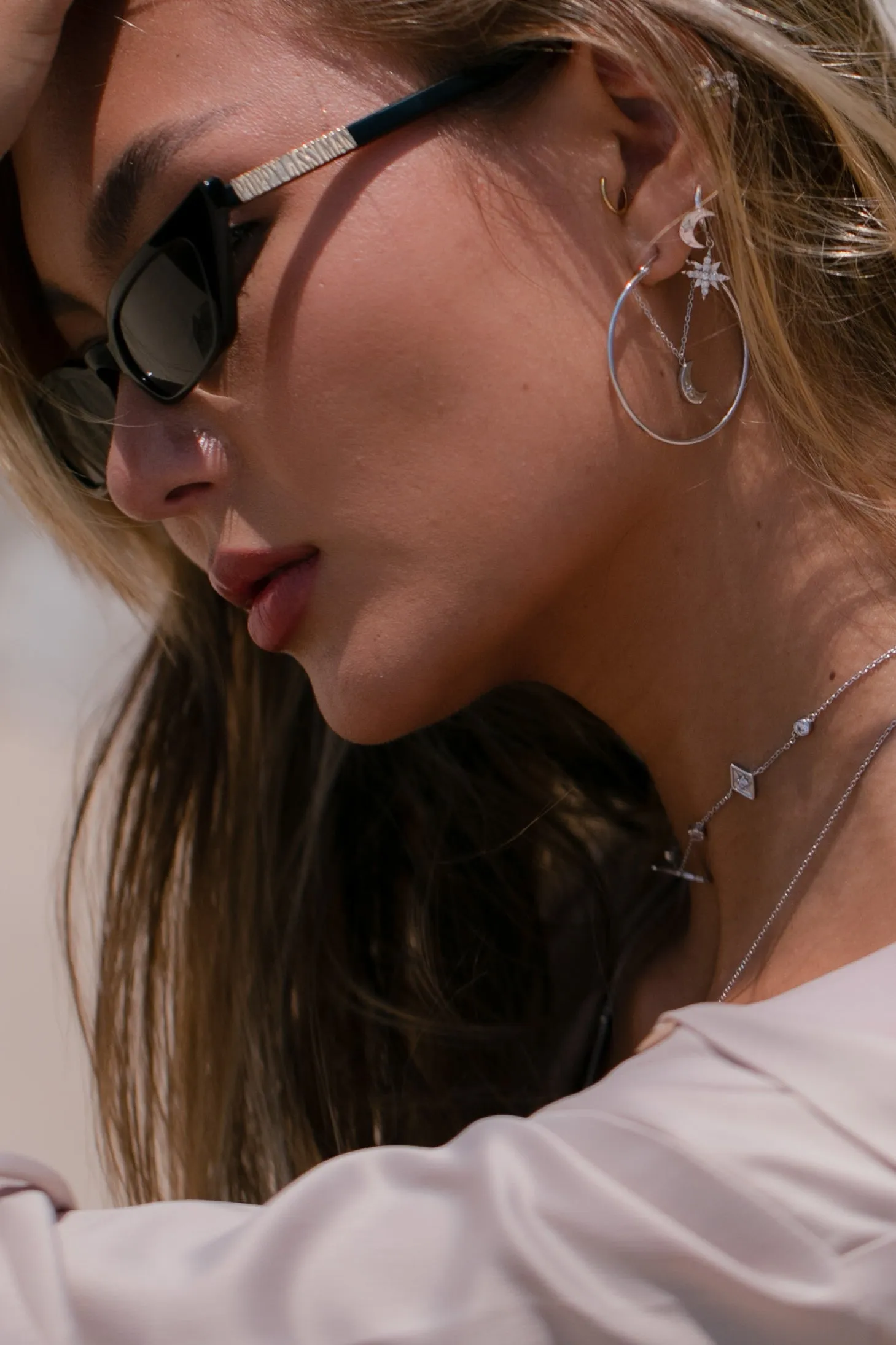 Selene Moonlight Hoops - Whitegold