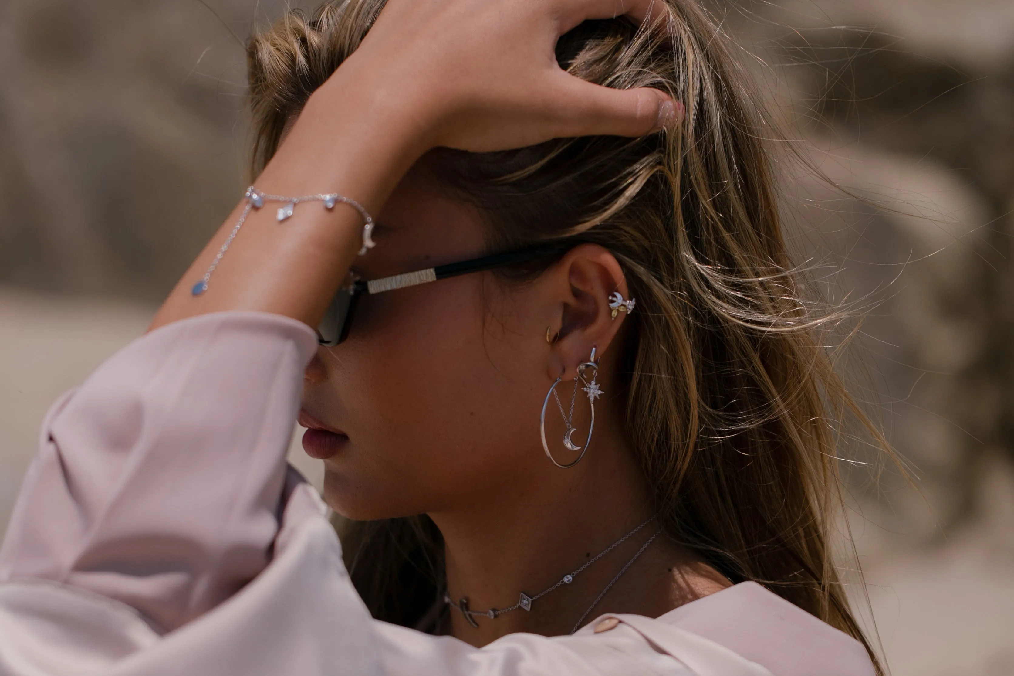 Selene Moonlight Hoops - Whitegold