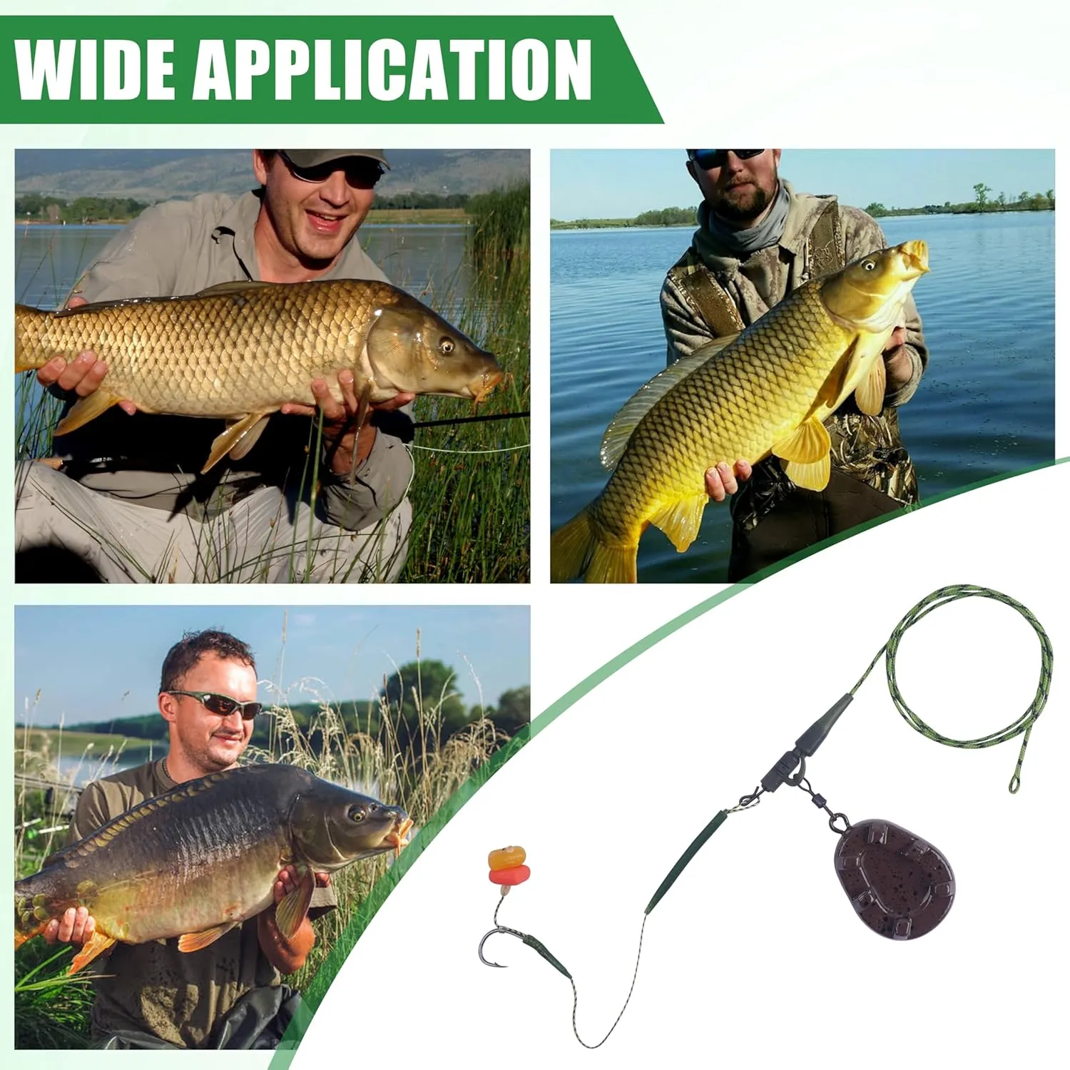 SILANON Carp Fishing Rigs Kit Carp Hair rig with Carp Sinker Weights Carp Hooks Corns Bait Rolling Swivels Sleeves Carp Boilie Bait Rigs Carp Fishing Equipment