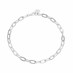 Silver Chunky Oval Link Charm Bracelet