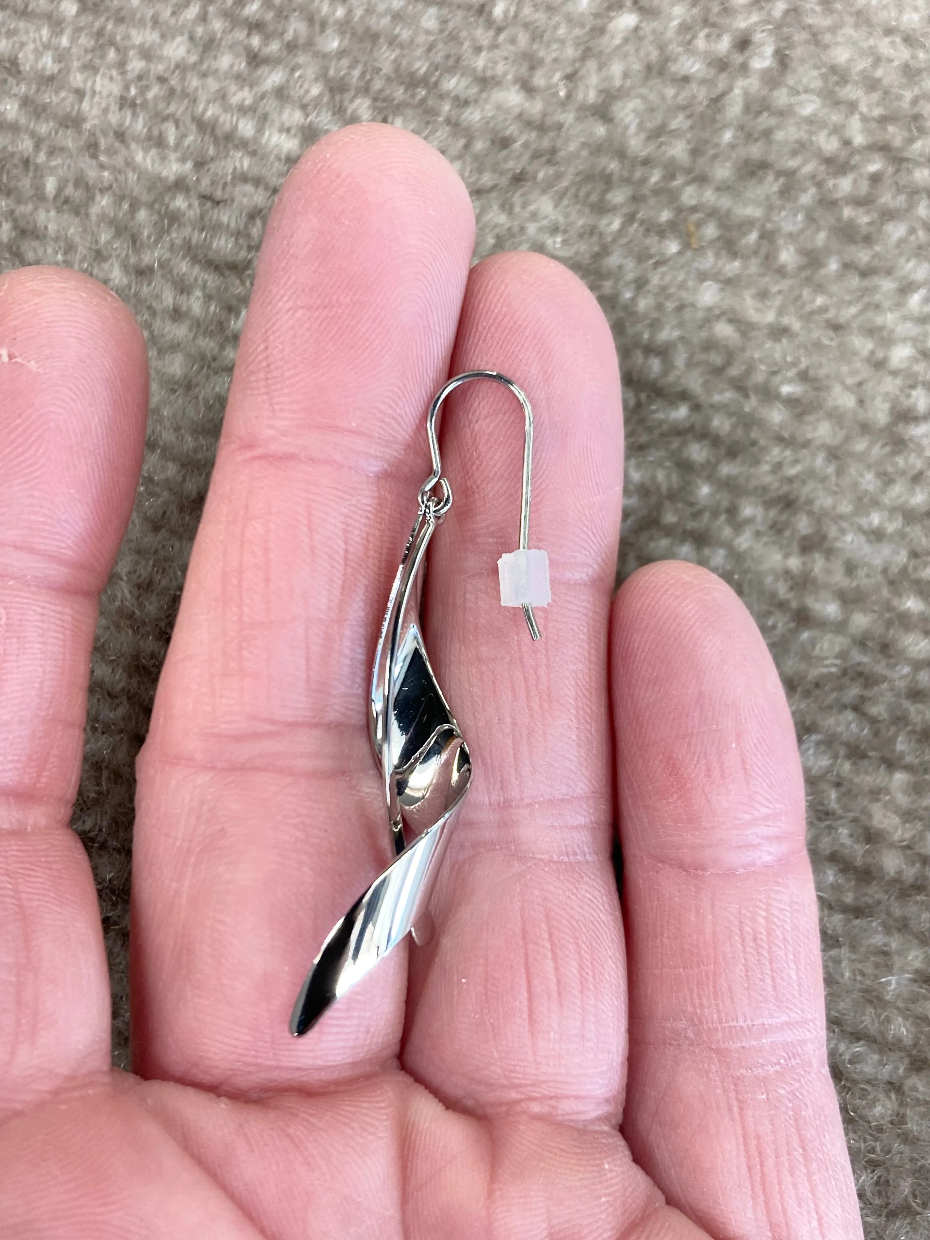 Silver Wire Leaf Dangle Earrings