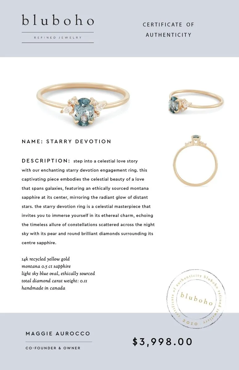 starry devotion one-of-a-kind - 14k yellow gold ring, blue sapphire