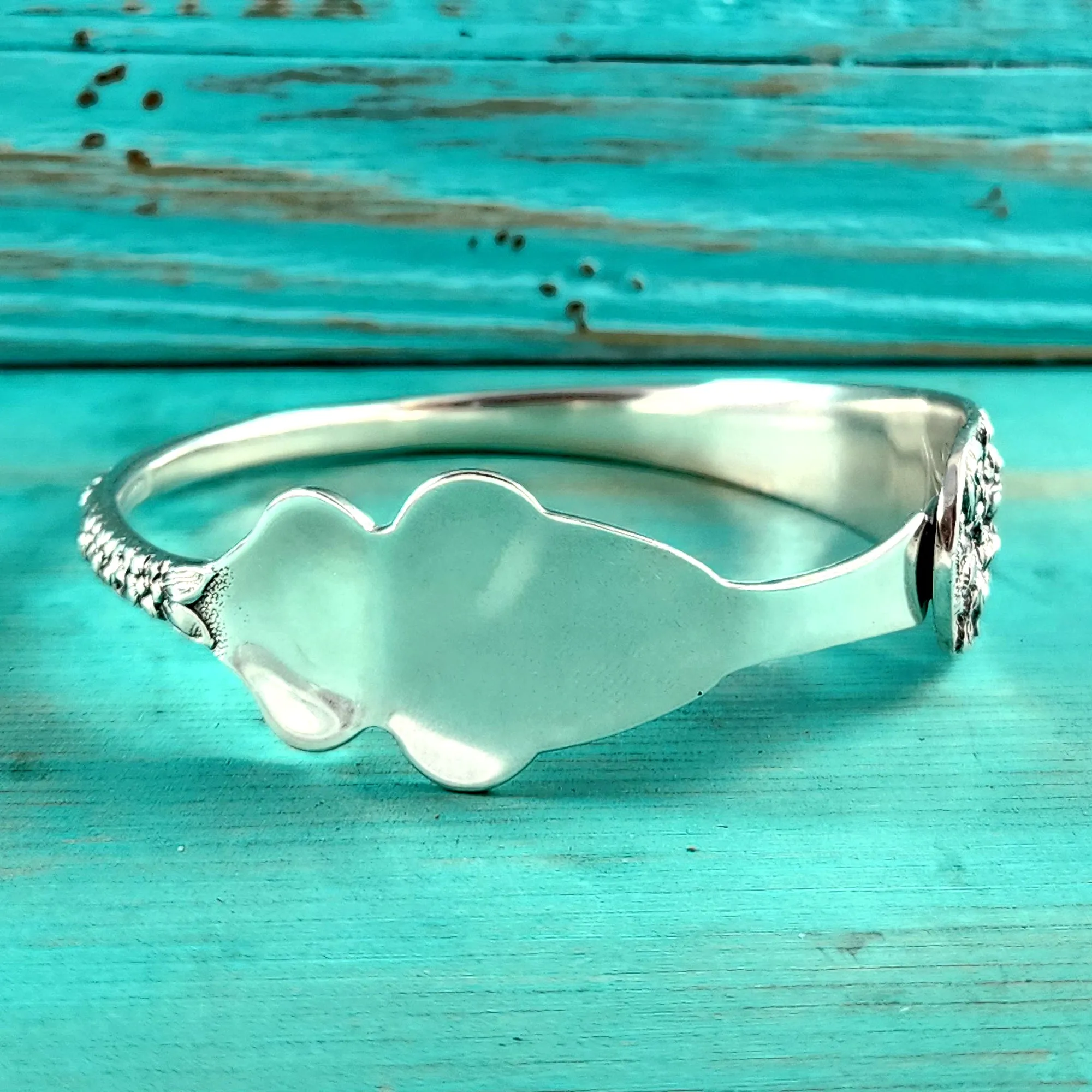 Sterling Silver Kirk Stieff Rose Repousse Lettuce Serving Fork Bangle Bracelet
