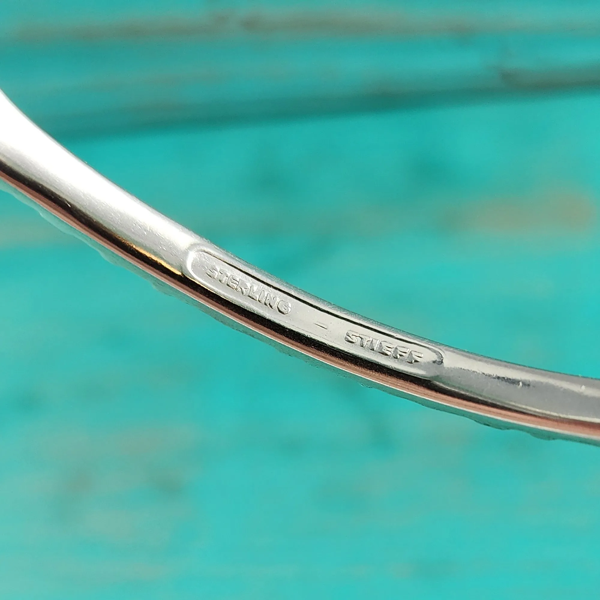 Sterling Silver Kirk Stieff Rose Repousse Lettuce Serving Fork Bangle Bracelet