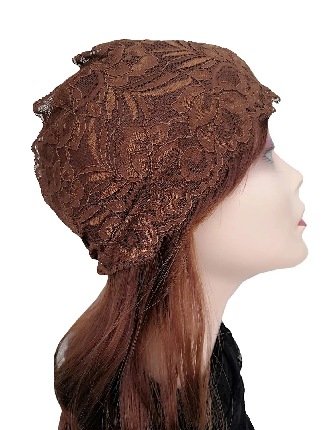 Stretch Headbands for Women Lace Headcovering for Women Lace Headwrap (Floral-Brown)