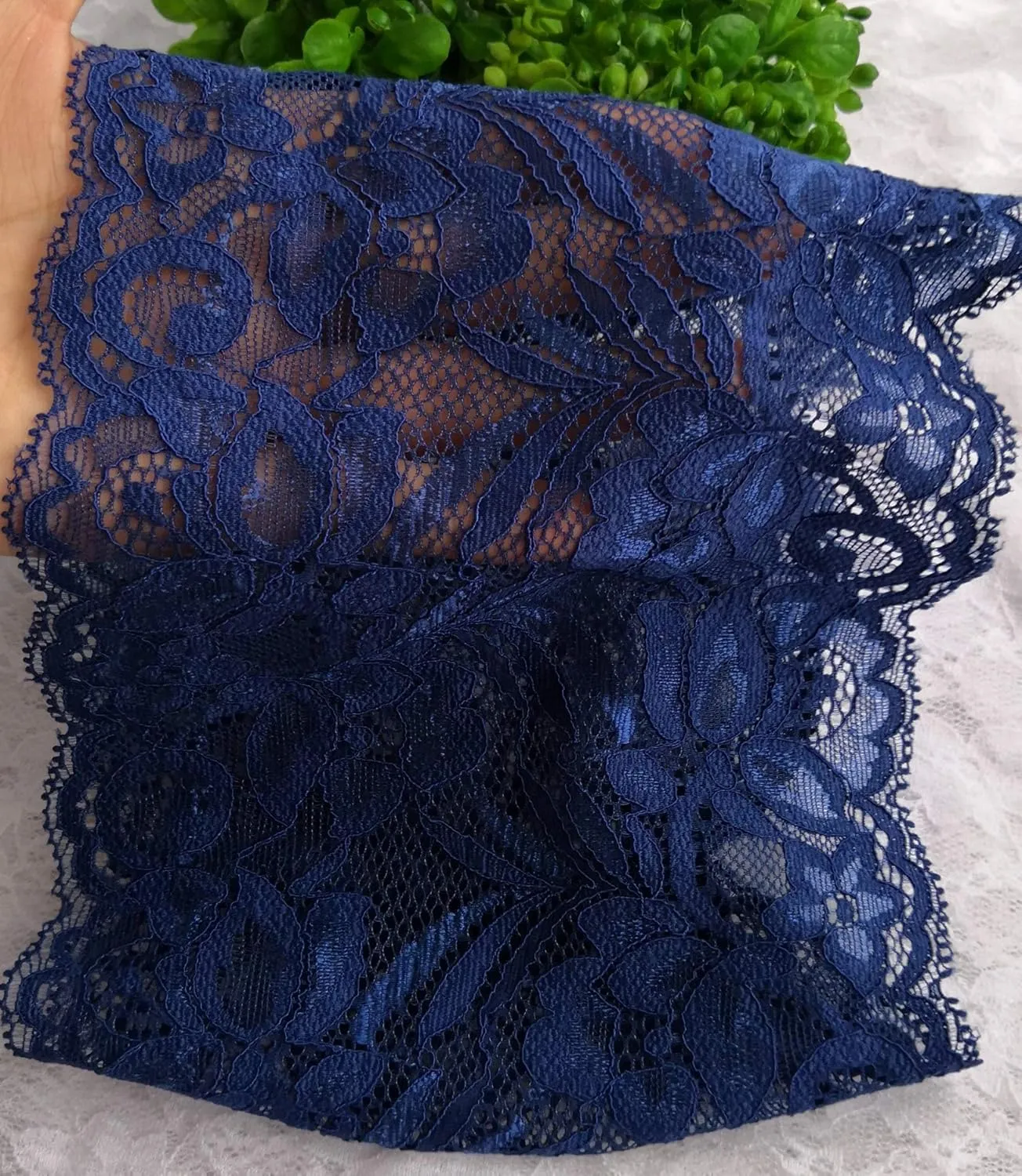 Stretch Headbands for Women Lace Headcovering for Women Lace Headwrap (Navy-2)
