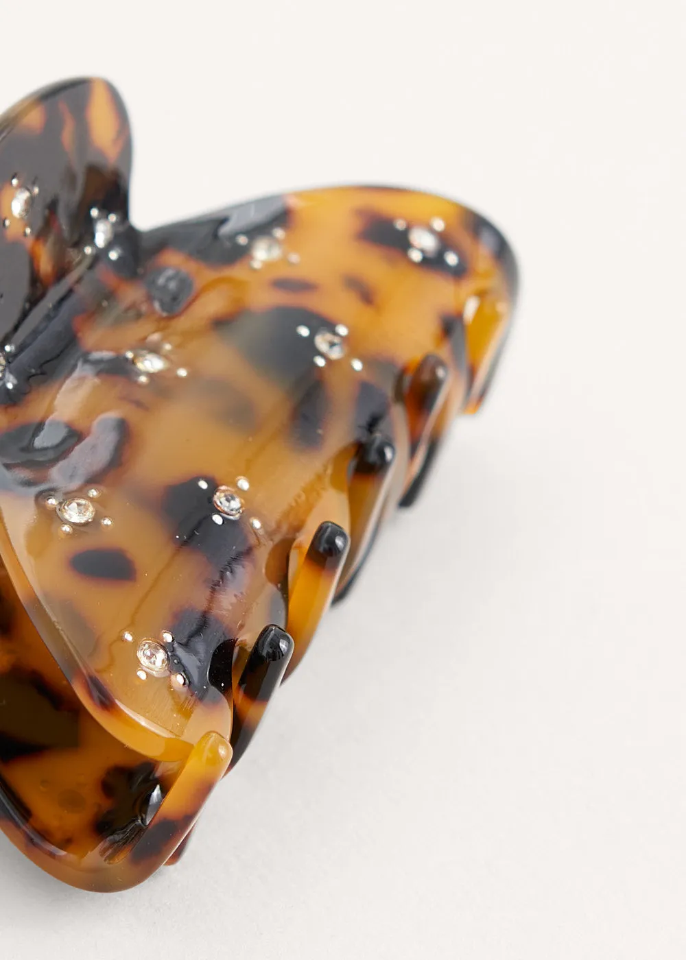 TORTOISESHELL CRYSTAL JAW CLIP - BROWN