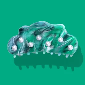 Turquoise & Pearl Hair Claw Clip