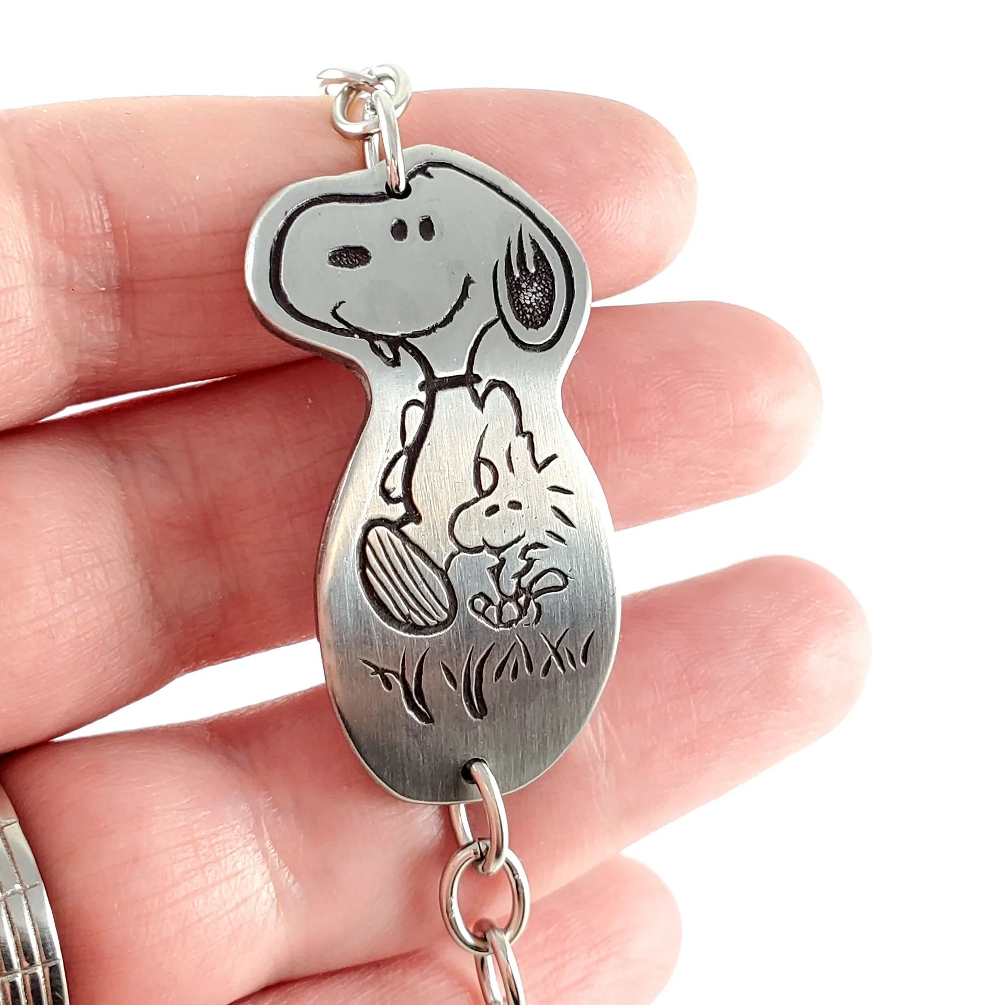 Vintage Snoopy & Woodstock Stainless Steel Spoon Bracelet
