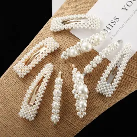 White Pearl Hair Clip Set Of 4