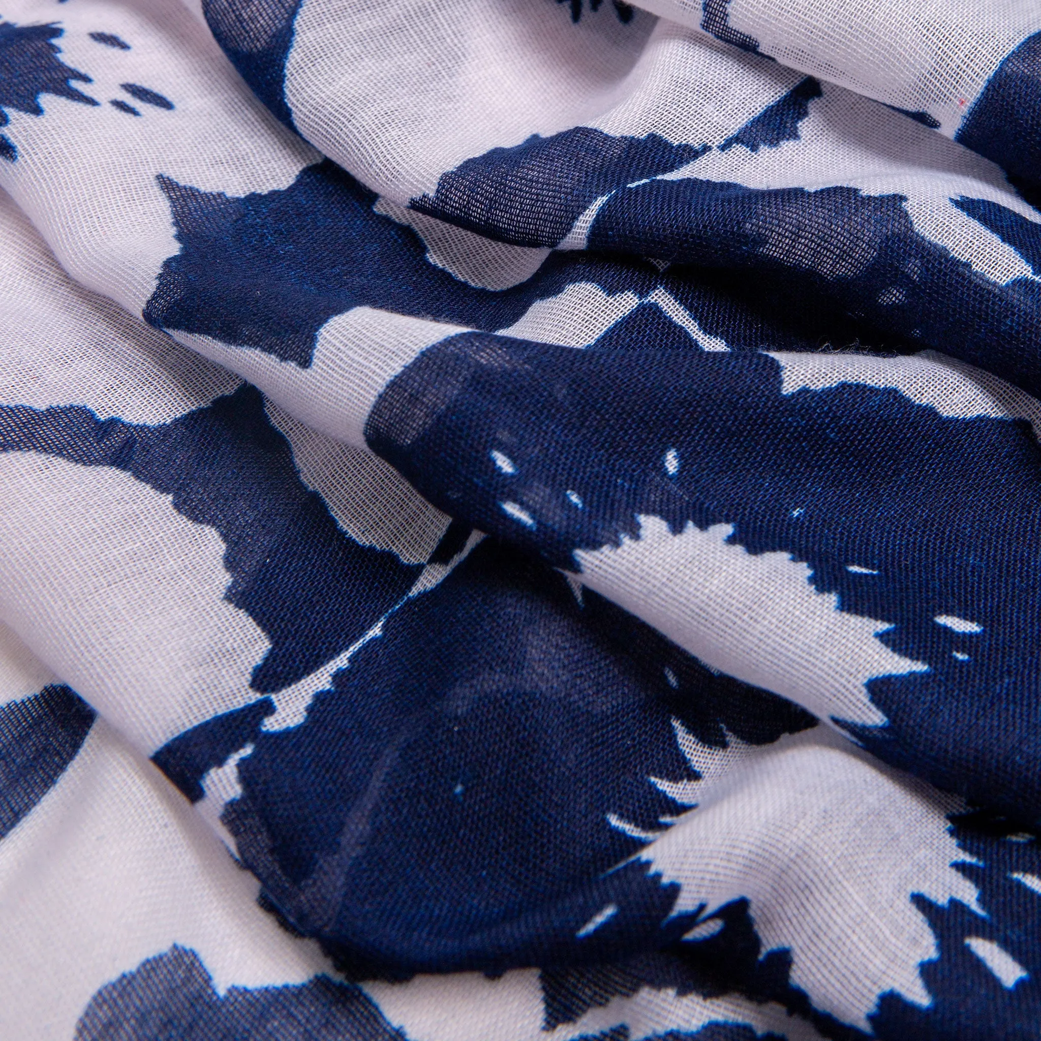 Women’s Abstract Floral Print Lightweight Scarf with Border