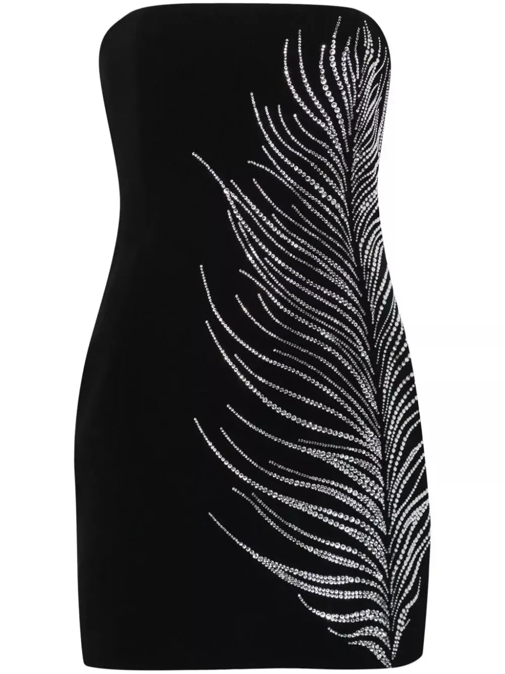 Women’s Black Strapless Beaded Feather-Embellished Mini Dress