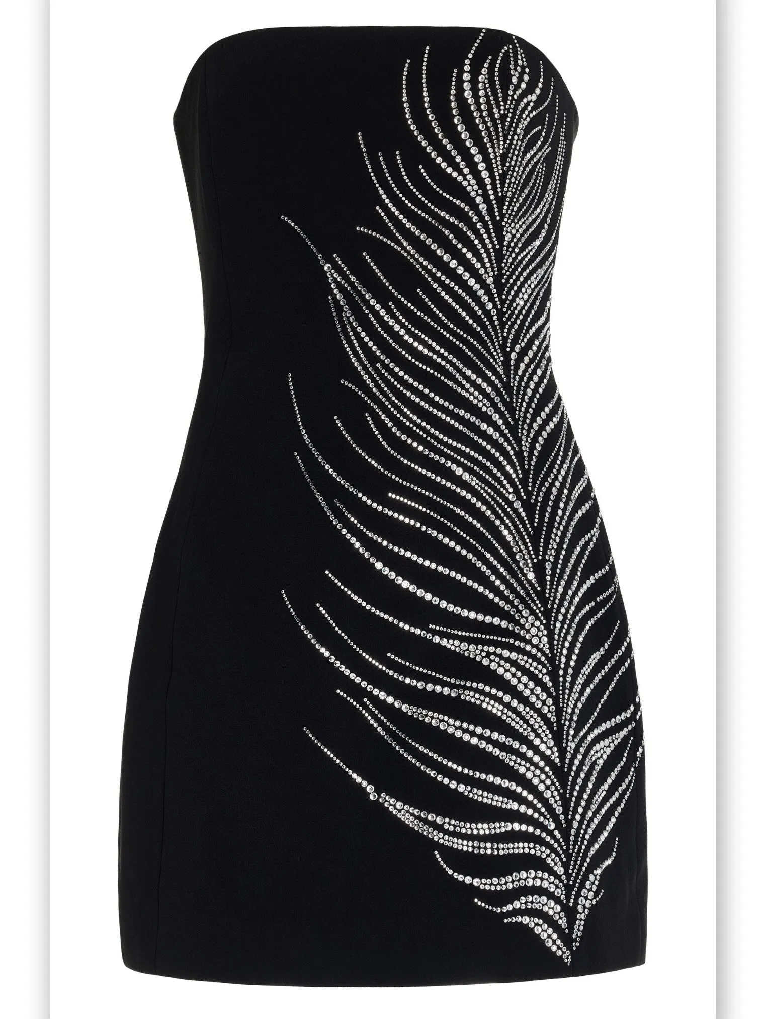 Women’s Black Strapless Beaded Feather-Embellished Mini Dress
