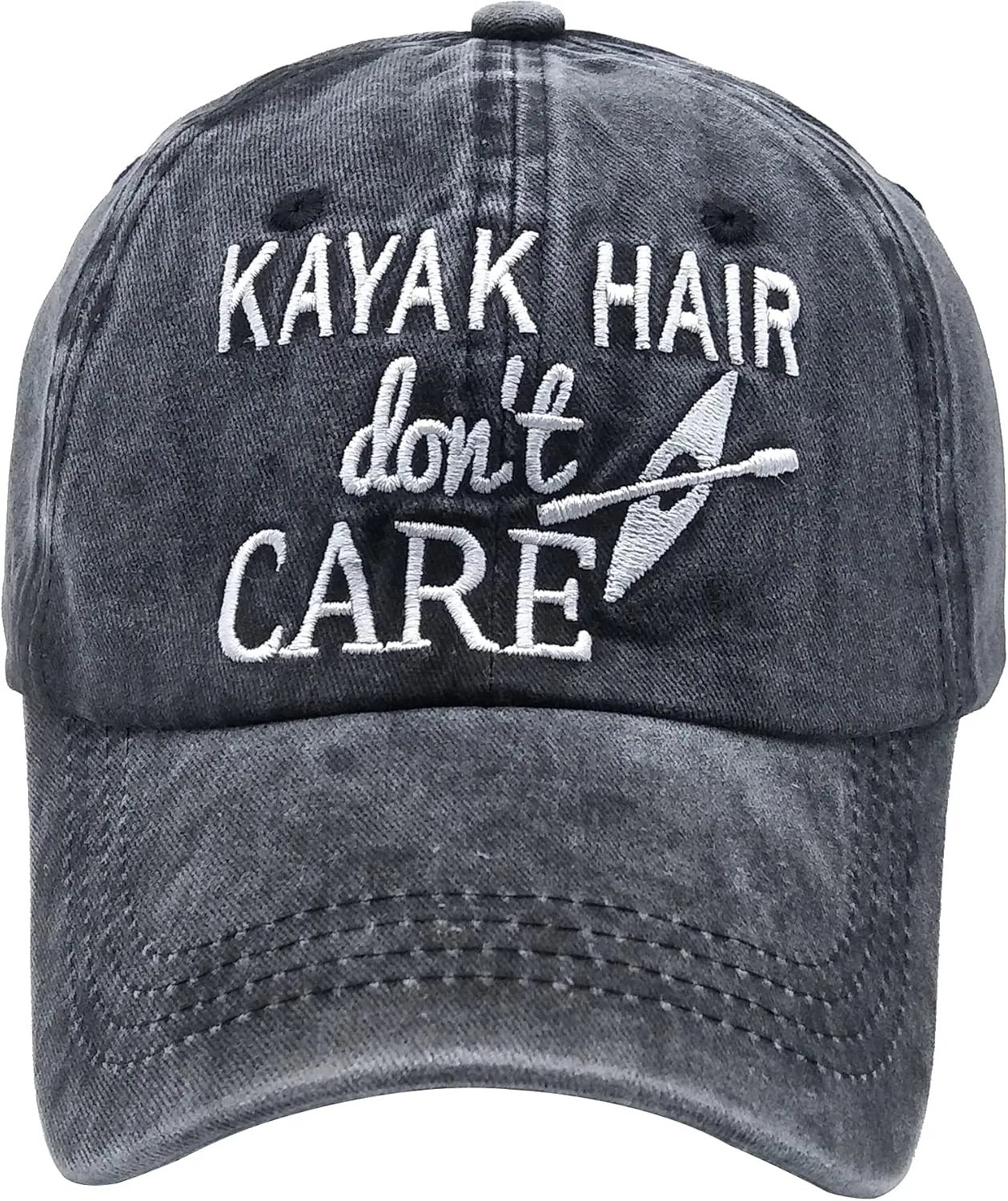 Women's Kayak Hair Don't Care Hat, Denim Washed Adjustable Baseball Cap