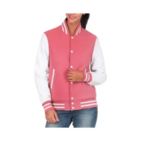Women's Letterman Highschool Pink Varsity Jacket