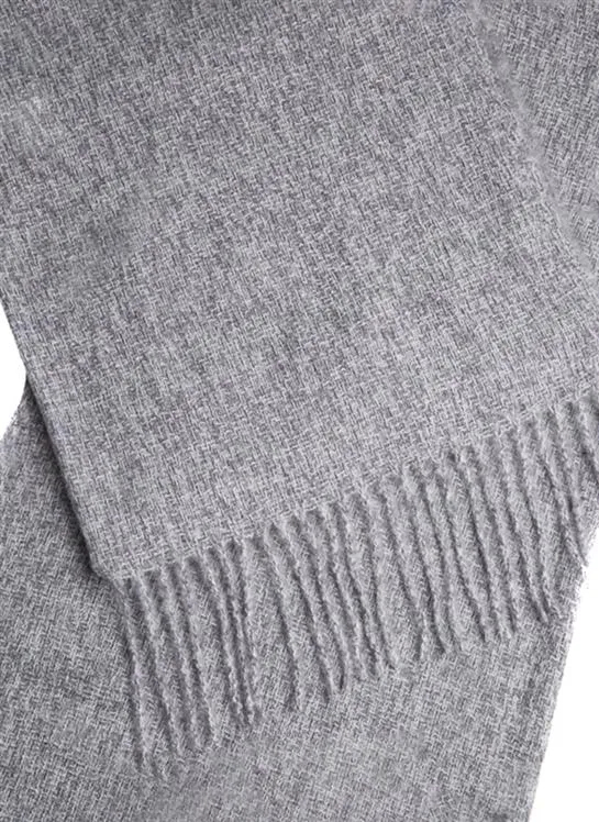Women's Plain Tweed-Effect Midweight Scarf with Tassels