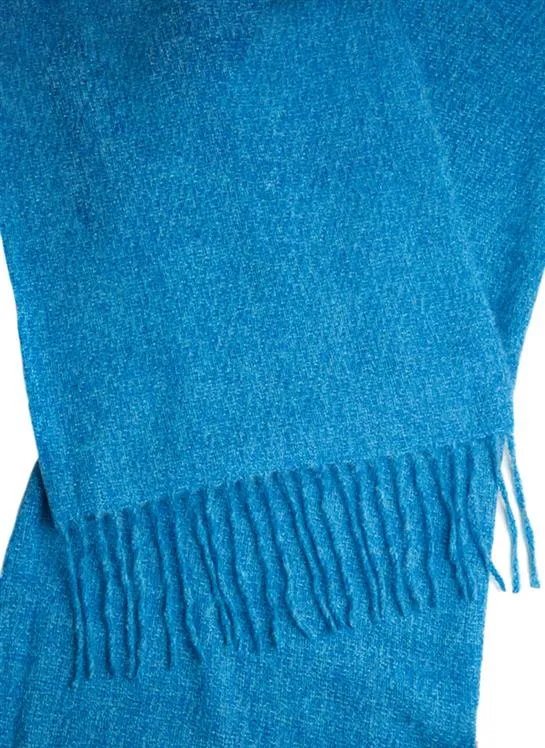 Women's Plain Tweed-Effect Midweight Scarf with Tassels