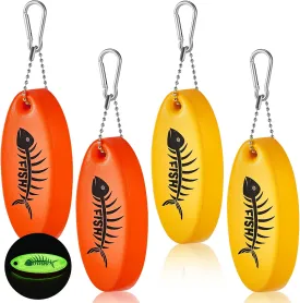 Yaomiao Floating Keychain Oval Shaped Foam Floating Key Ring Glow in the Dark Foam Floating Key Chain for Fishing Outdoor Sport (Yellow, Red,4 Pieces)
