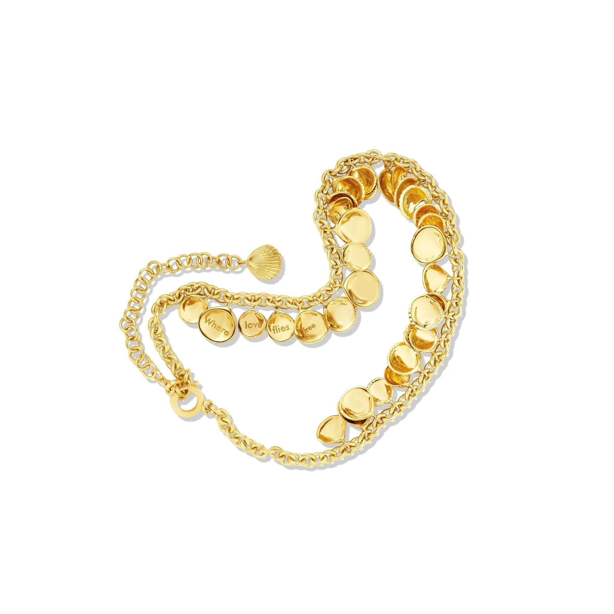 Yellow Gold Shell Charm Choker Necklace