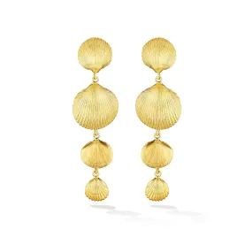 Yellow Gold Shell Drop Earrings