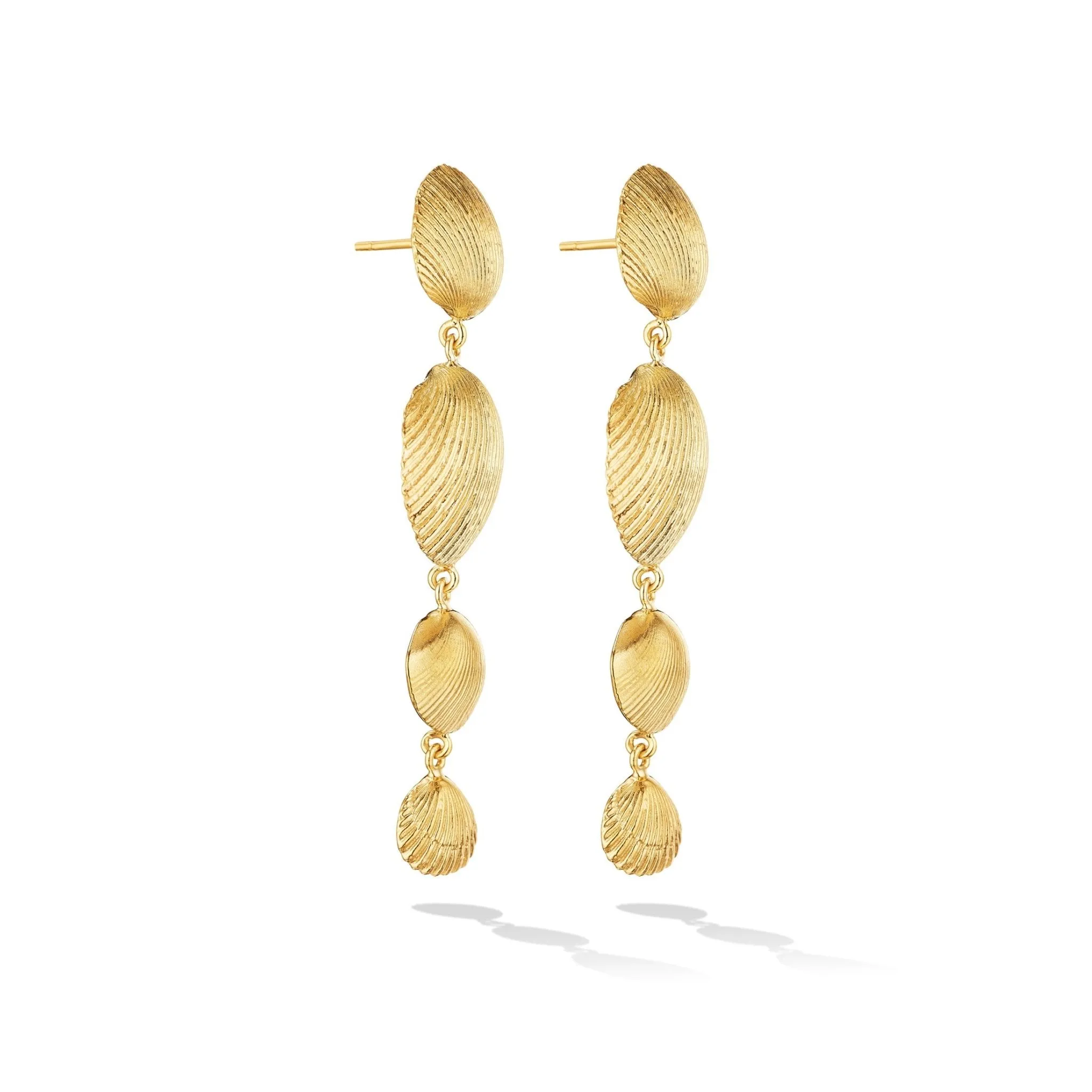 Yellow Gold Shell Drop Earrings